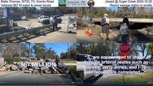 [Malia Thomas, WTXL TV, Gornto Road closed @ Sugar Creek 2024-12-20, Valdosta $67 M water & sewer bonds, Report sewage sights or smells]