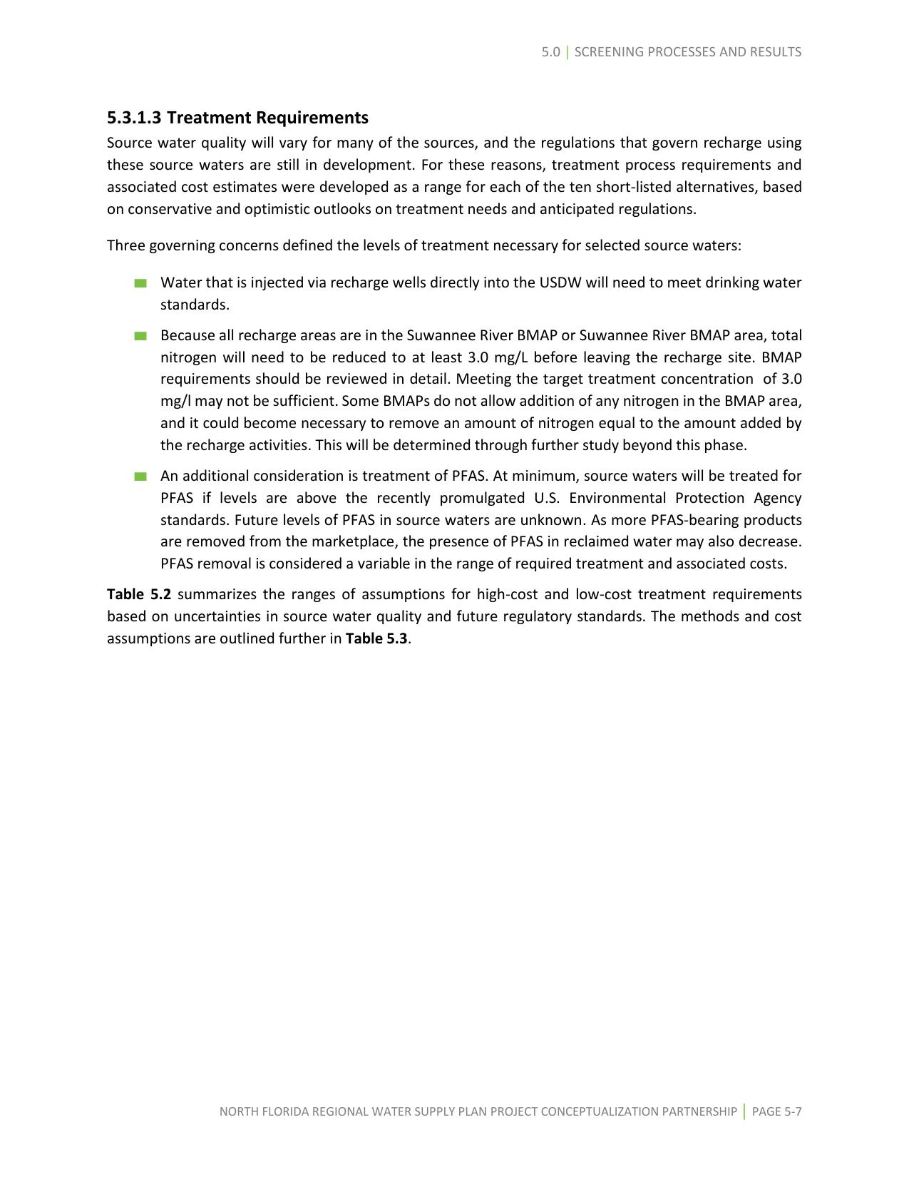 5.3.1.3 Treatment Requirements including nitrogen PFAS