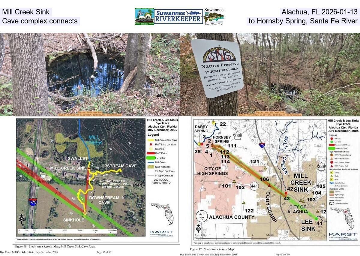 [Mill Creek Sink, Alachua, FL 2026-01-13, Cave complex connects to Hornsby Spring, Santa Fe River]