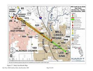 [Figure 17. Study Area Results Map, 2006-06-07 --Karst Environmental Services]