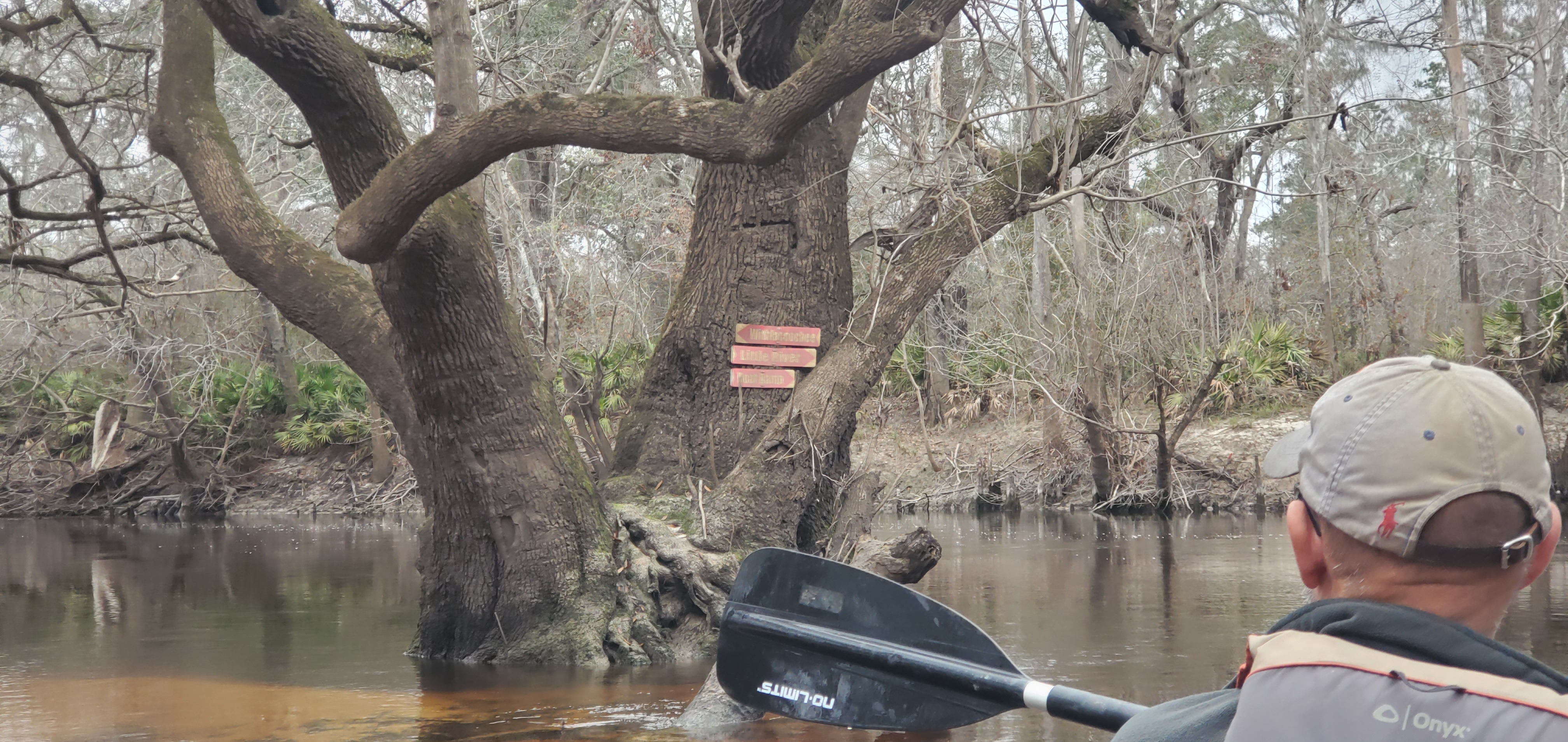 Signs at Little River Confluence, 2025:02:08 10:47:04, 30.8460983, -83.3475626