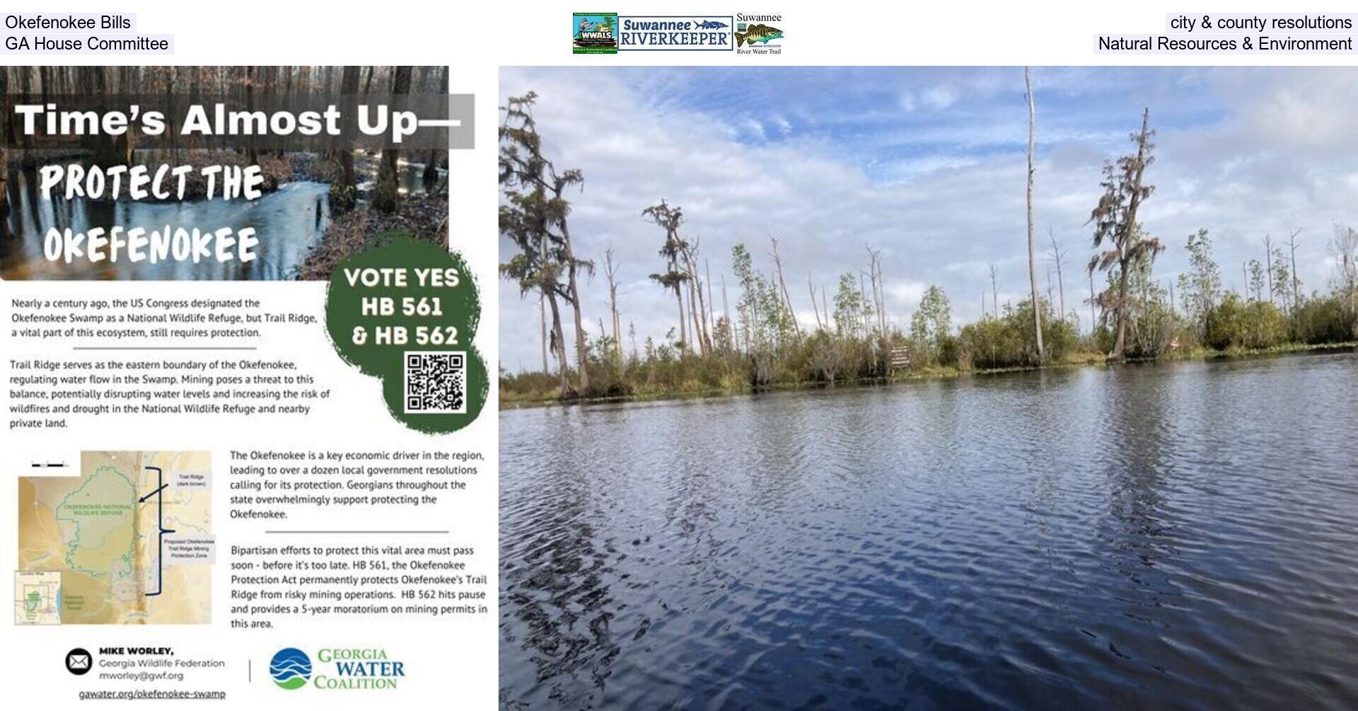 [Okefenokee Bills, city & county resolutions, GA House Committee, Natural Resources & Environment]
