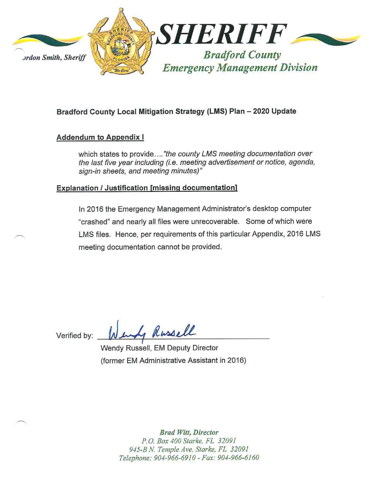 the last five year including (i.e. meeting advertisement or notice, agenda,