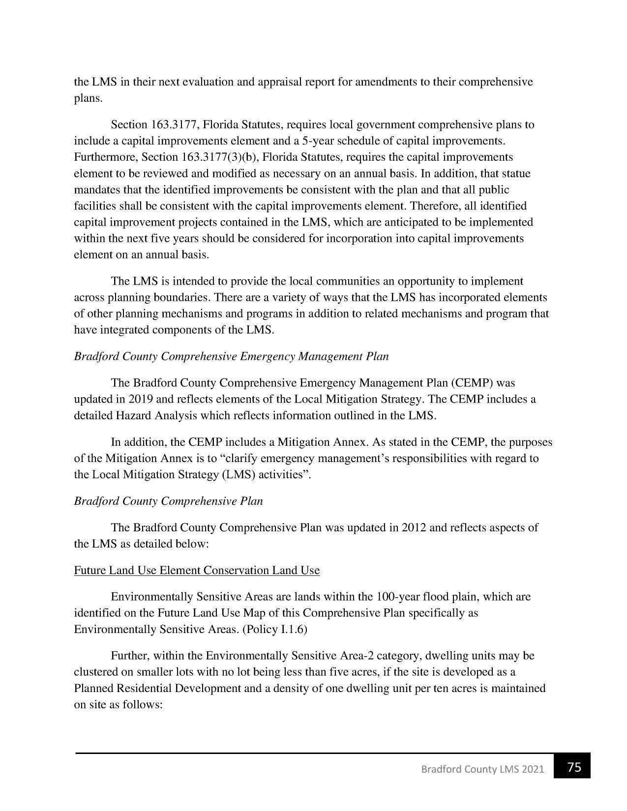 Bradford County Comprehensive Emergency Management Plan