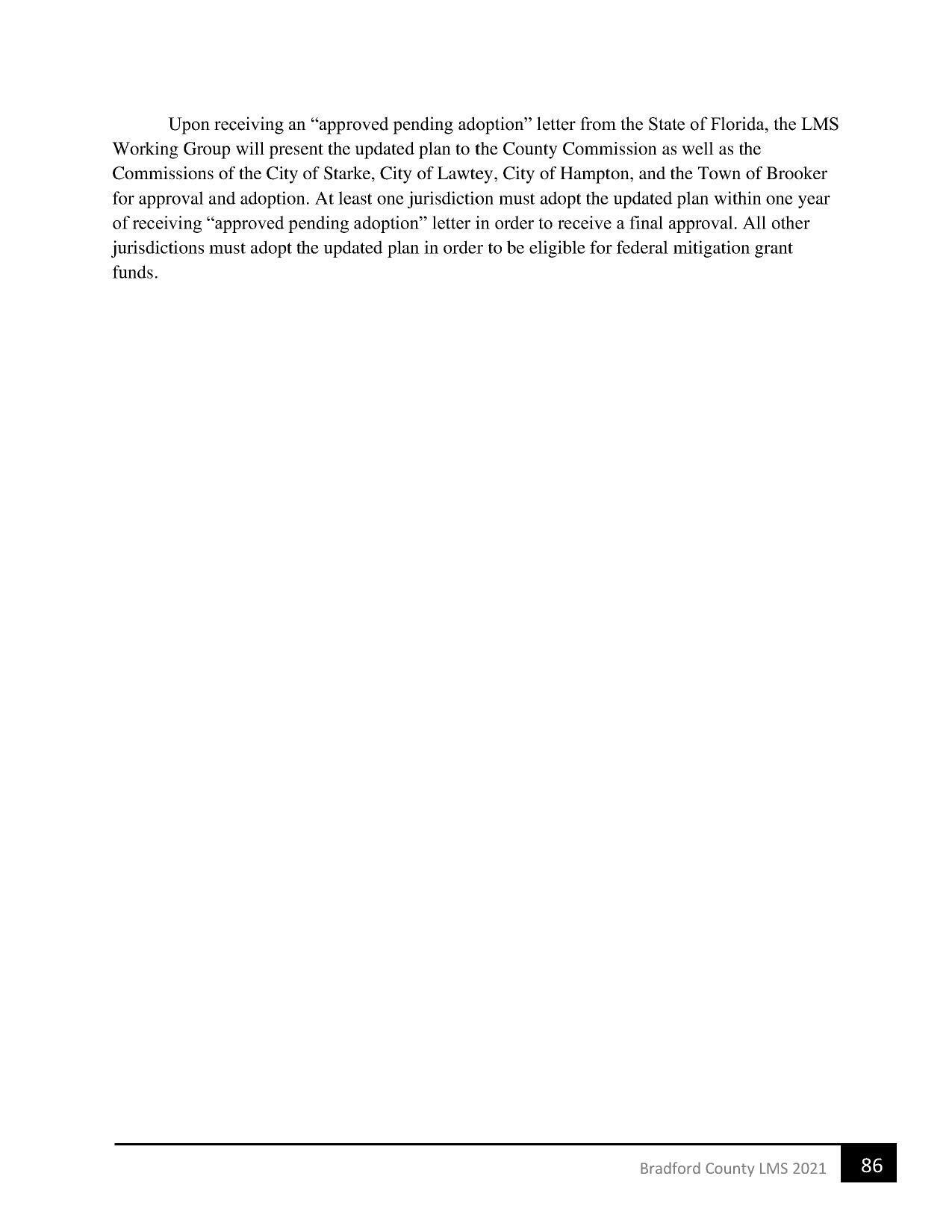 jurisdictions must adopt the updated plan in order to be eligible for federal mitigation grant