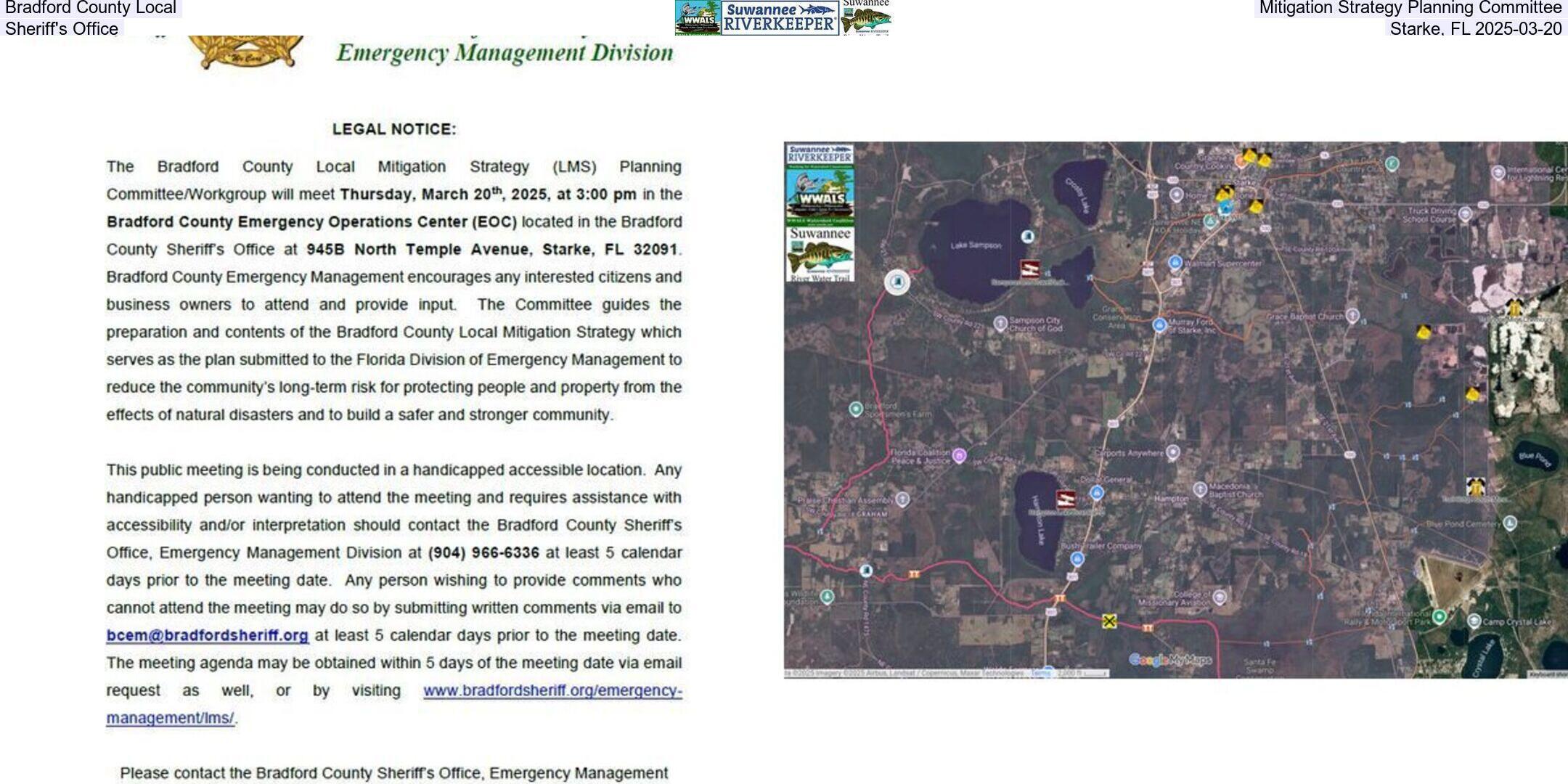 Bradford County Local Mitigation Strategy Planning Committee, Sheriff's Office, Starke, FL 2025-03-20