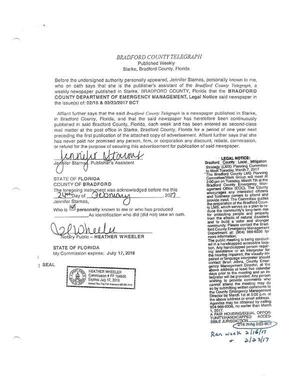 [COUNTY DEPARTMENT OF EMERGENCY MANAGEMENT, Legal Notice said newspaper in]