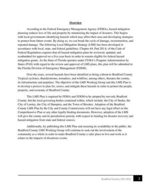 [Federal Regulations requires that all hazard mitigation plans be reviewed, updated, and]