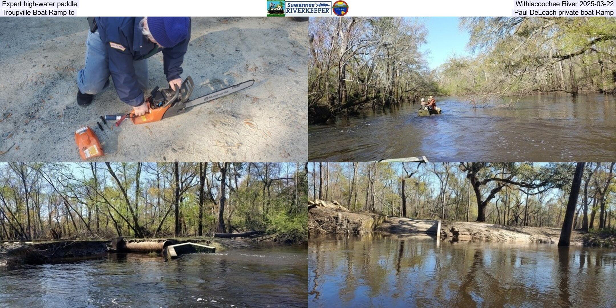 Expert high-water paddle, Withlacoochee River 2025-03-22, Troupville Boat Ramp to Paul DeLoach private boat Ramp