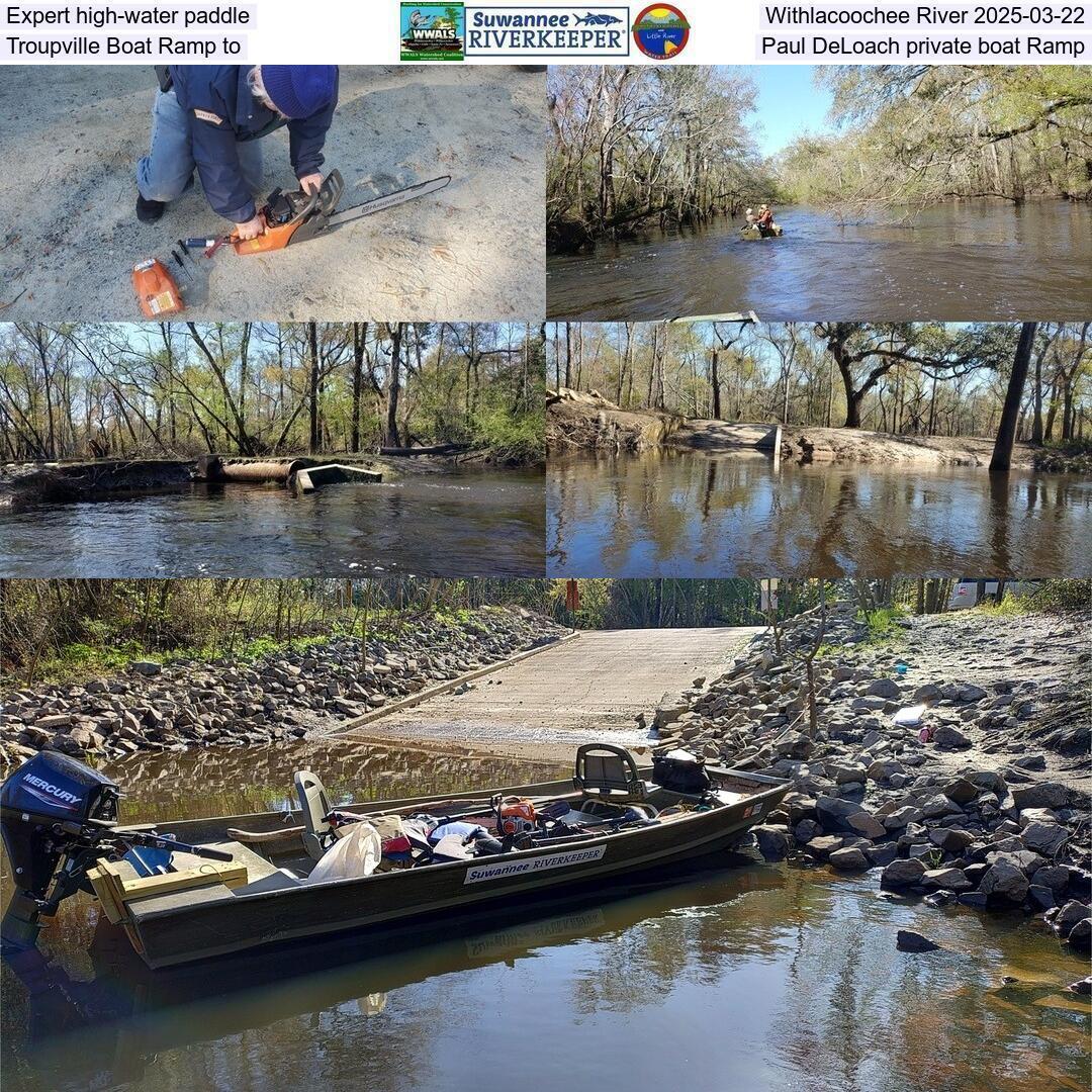 Expert high-water paddle, Withlacoochee River 2025-03-22, Troupville Boat Ramp to Paul DeLoach private boat Ramp