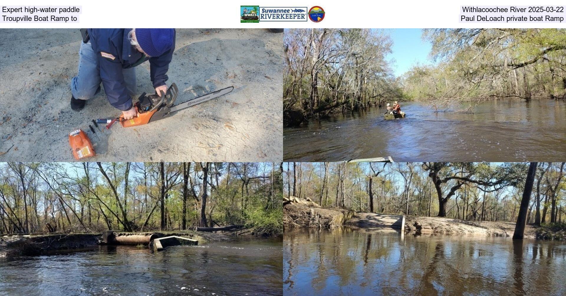 [Expert high-water paddle, Withlacoochee River 2025-03-22, Troupville Boat Ramp to Paul DeLoach private boat Ramp]