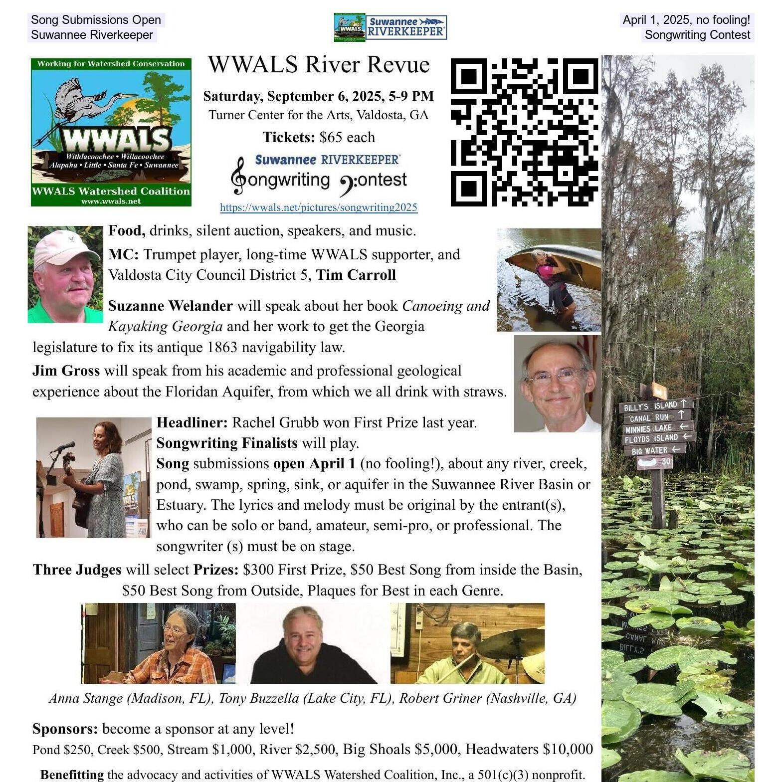 Song Submissions Open April 1, 2025, no fooling!, Suwannee Riverkeeper Songwriting Contest
