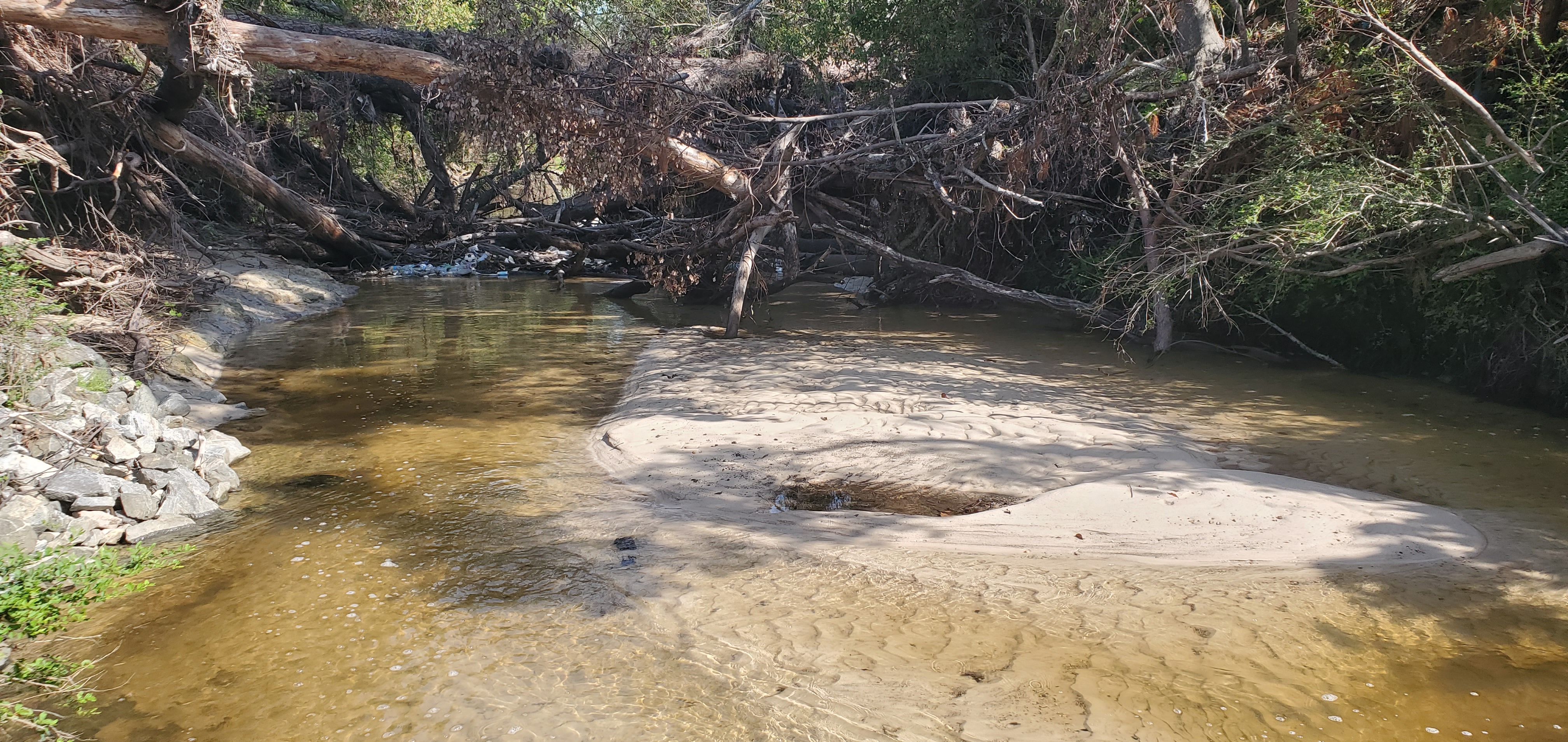 Trash downstream, Baytree Road, Sugar Creek, 10:44:47, 30.8470421, -83.3141339