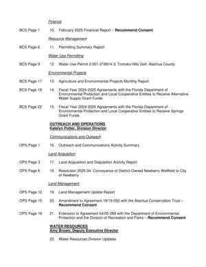 [Permits, Alternative Water Supply, Springs Grants, Land Acquisition, etc.]