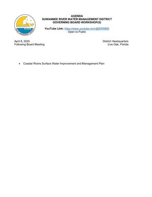 [Workshop Agenda: Coastal Rivers Surface Water Improvement and Management Plan]