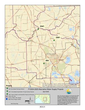 [Map: FY2024-2025 Alternative Water Supply Projects]