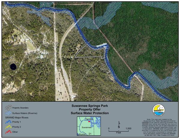 Map: Surface Water Protection, Suwannee Springs Park