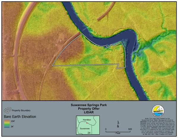 Map: LIDAR, Suwannee Springs Park