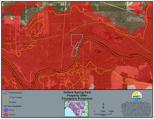 [Map: Floodplain Protection, Telford Spring Park]