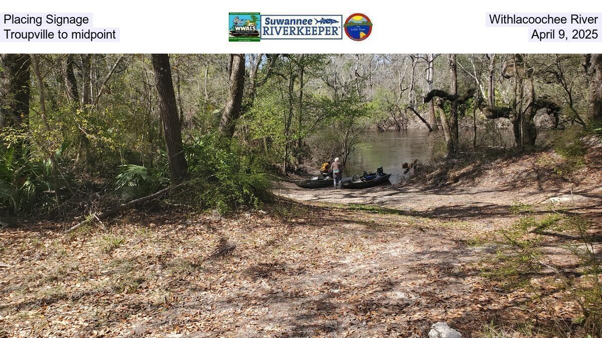 Placing Signage, Withlacoochee River, Troupville to midpoint, April 9, 2025