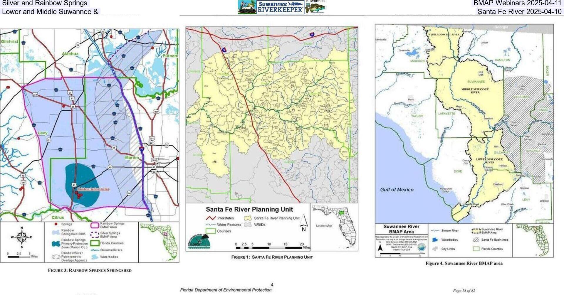 [Silver and Rainbow Springs, BMAP Webinars 2025-04-11, Lower and Middle Suwannee & Santa Fe River 2025-04-10]
