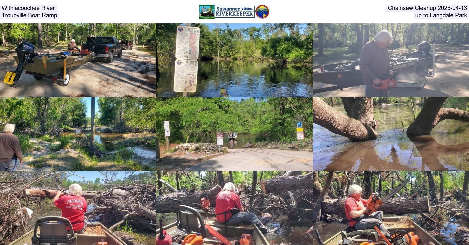 [Withlacoochee River Chainsaw Cleanup 2025-04-13, Troupville Boat Ramp up to Langdale Park]