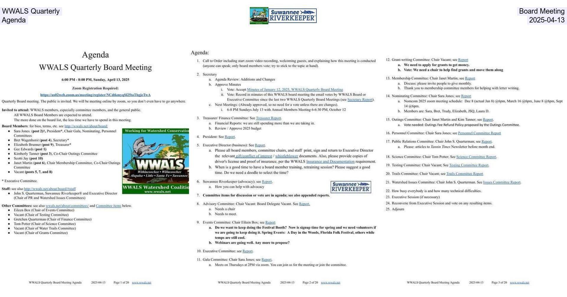 [WWALS Quarterly Board Meeting Agenda, 2025-04-13]