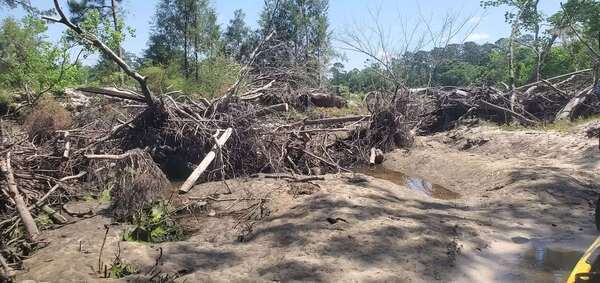 [Movie: Water was a lot higher when we chainsawed that last Sunday, 12:17:22, 30.8633856, -83.3195195 (15M)]