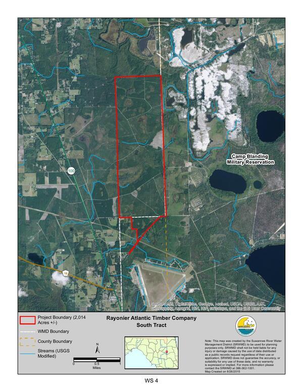 [Map: Rayonier Atlantic Timber Company South Tract, 2025-08-16 --SRWMD]