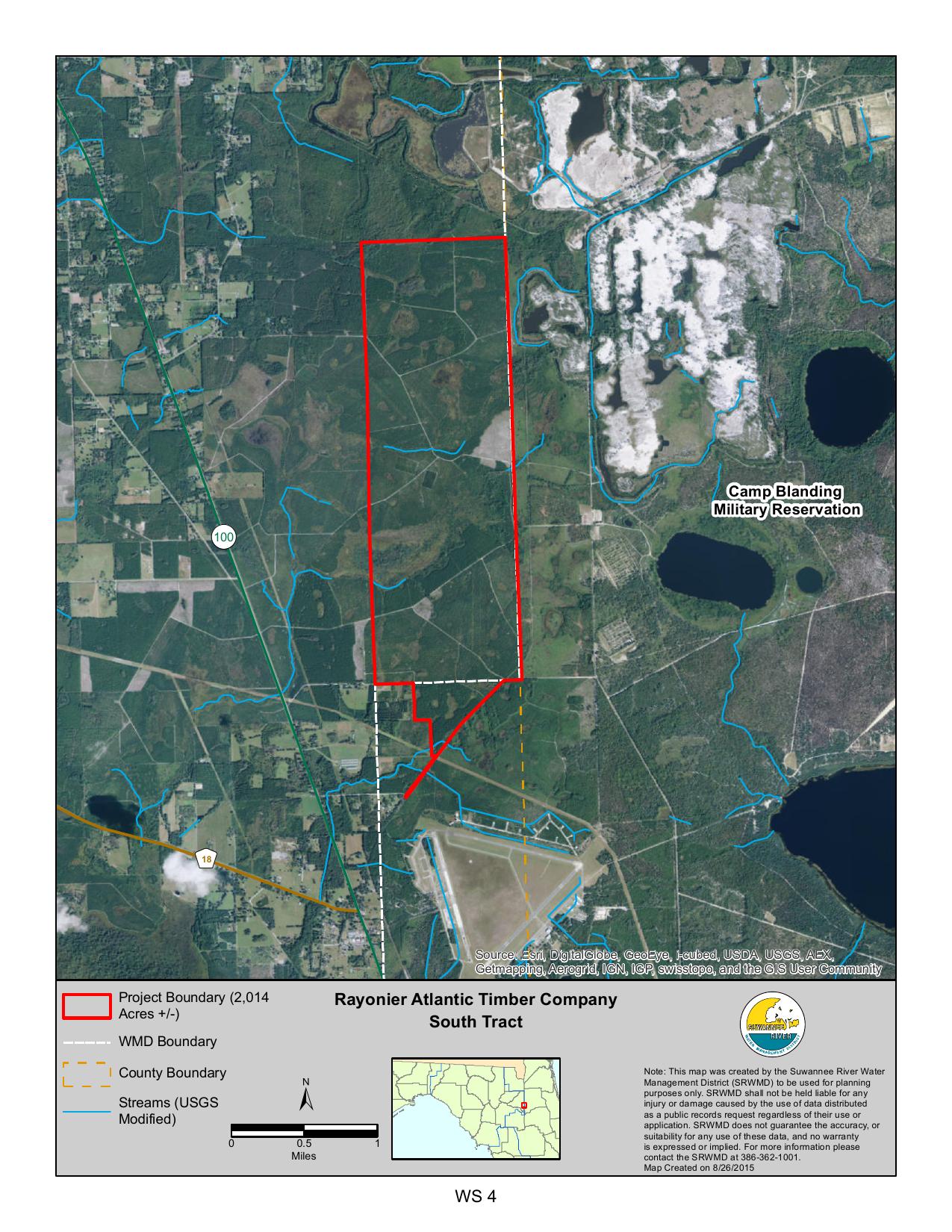 Map: Rayonier Atlantic Timber Company South Tract, 2025-08-16 --SRWMD