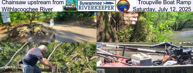 Chainsaw upstream from Troupville Boat Ramp, Withlacoochee River, Saturday, July 12, 2025