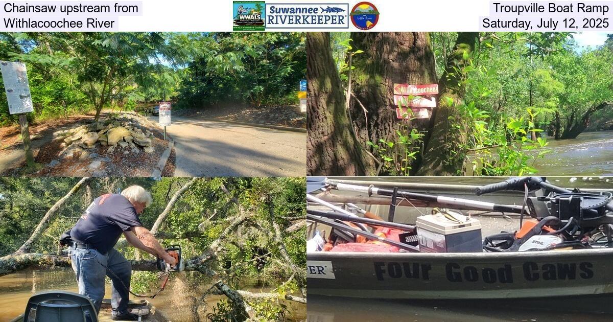 Chainsaw upstream from Troupville Boat Ramp, Withlacoochee River, Saturday, July 12, 2025