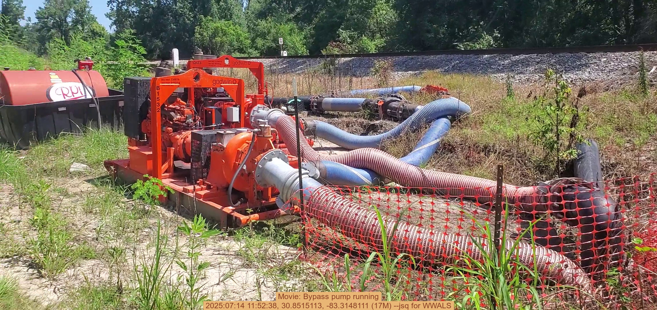 Movie: Bypass pump running, 2025:07:14 11:52:38, 30.8515113, -83.3148111 (17M) --jsq for WWALS