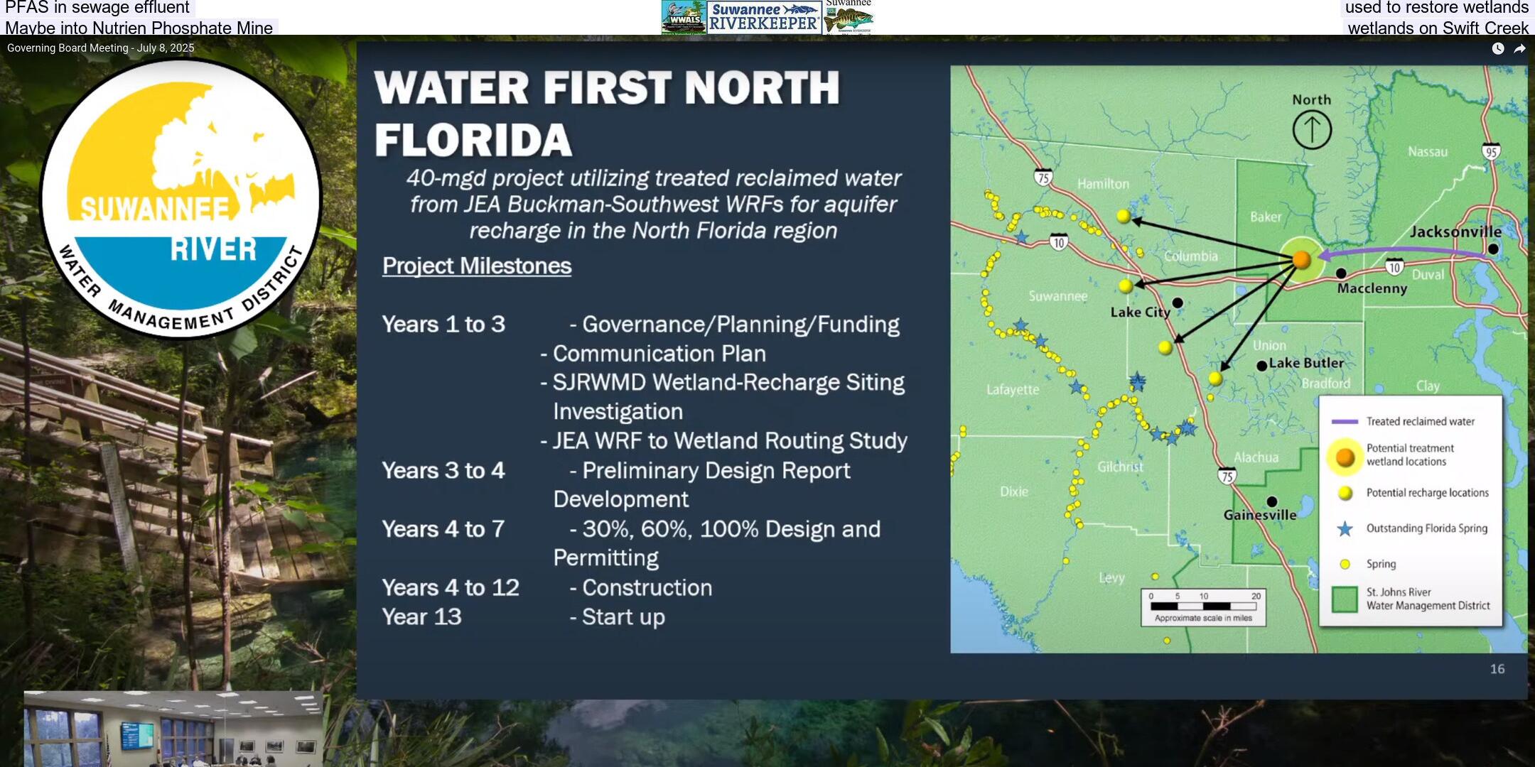 PFAS in sewage effluent used to restore wetlands, Maybe into Nutrien Phosphate Mine wetlands on Swift Creek