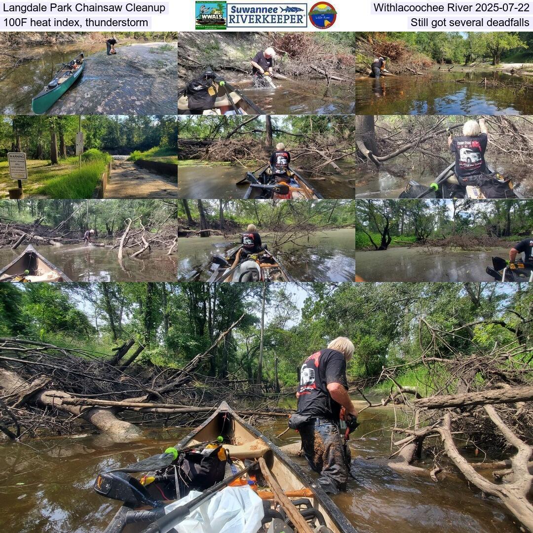 Langdale Park Chainsaw Cleanup, Withlacoochee River 2025-07-22, 100F heat index, thunderstorm, Still got several deadfalls