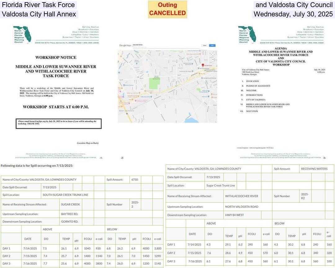 Florida River Task Force and Valdosta City Council, Valdosta City Hall Annex, Wednesday, July 30, 2025