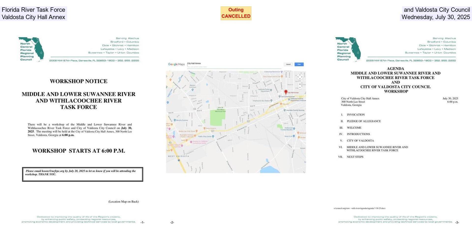 [Florida River Task Force and Valdosta City Council, Valdosta City Hall Annex, Wednesday, July 30, 2025]