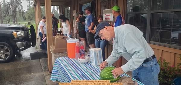 [Bret Wagenhorst brought a watermelon, 2025:08:09 18:19:07, 31.0350477, -83.0966843 --jsq for WWALS]