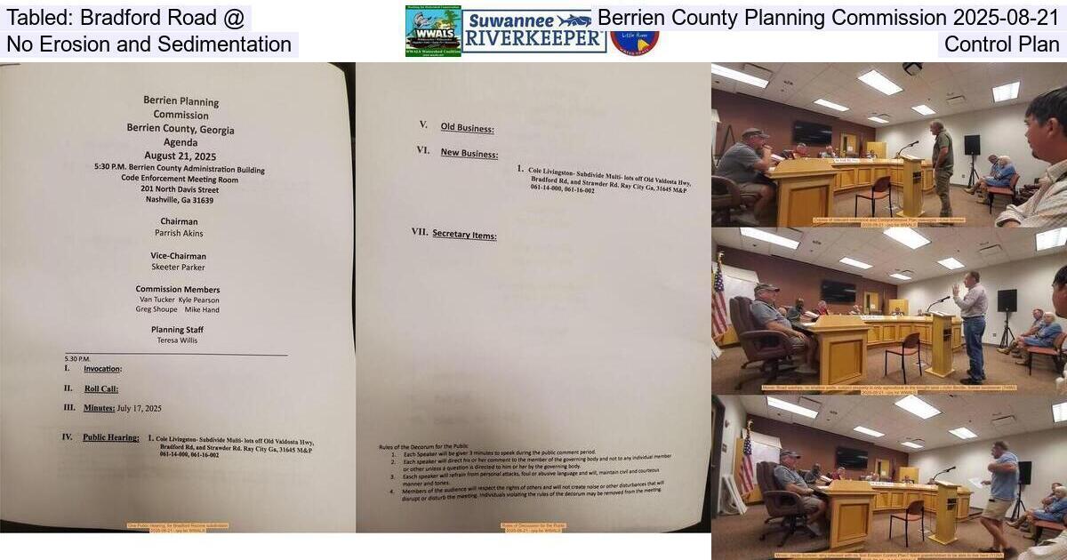 Tabled: Bradford Road @ Berrien County Planning Commission 2025-08-21, No Erosion and Sedimentation Control Plan