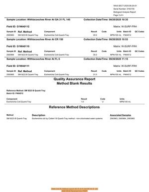 [State Line 20, Sullivan Launch 30, FL 6 31 cfu/100 mL E. coli, 2025-09-02 Received from FDEP]