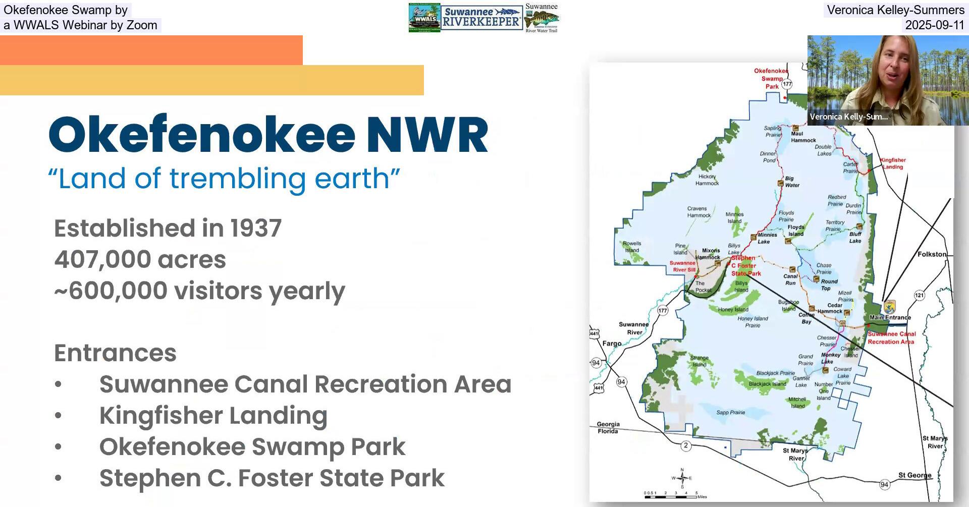 [Okefenokee Swamp by Veronica Kelley-Summers, a WWALS Webinar by Zoom, 2025-09-11]
