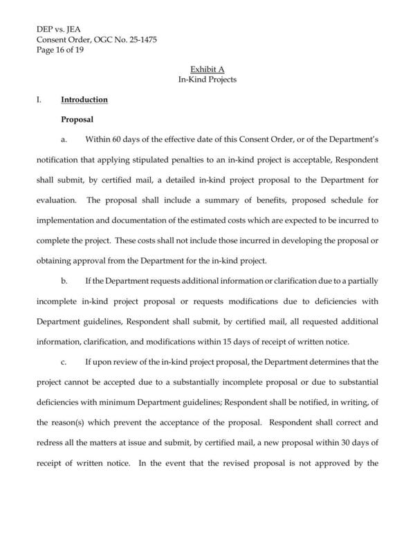 Exhibit A In-Kind Projects