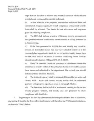 [7. Beginning on the first day of the month following the effective date of this Order, and lasting 48 months, the Respondent shall comply with the following WET interim limitations, as shown in Table 5, below:]