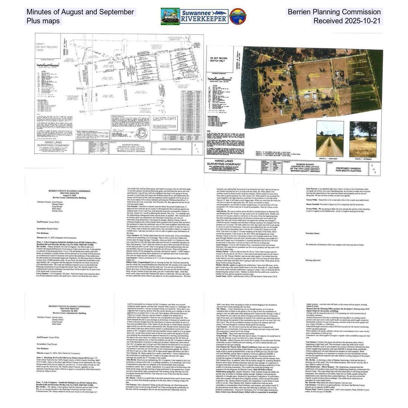 Minutes of August and September, Berrien Planning Commission, Plus maps, Received 2025-10-21
