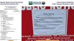 [Agenda: Berrien County Commission, Cole Livingston Subdivision, Cat Creek Nine Element Plan, 6 PM, Tuesday, November 4, 2025]