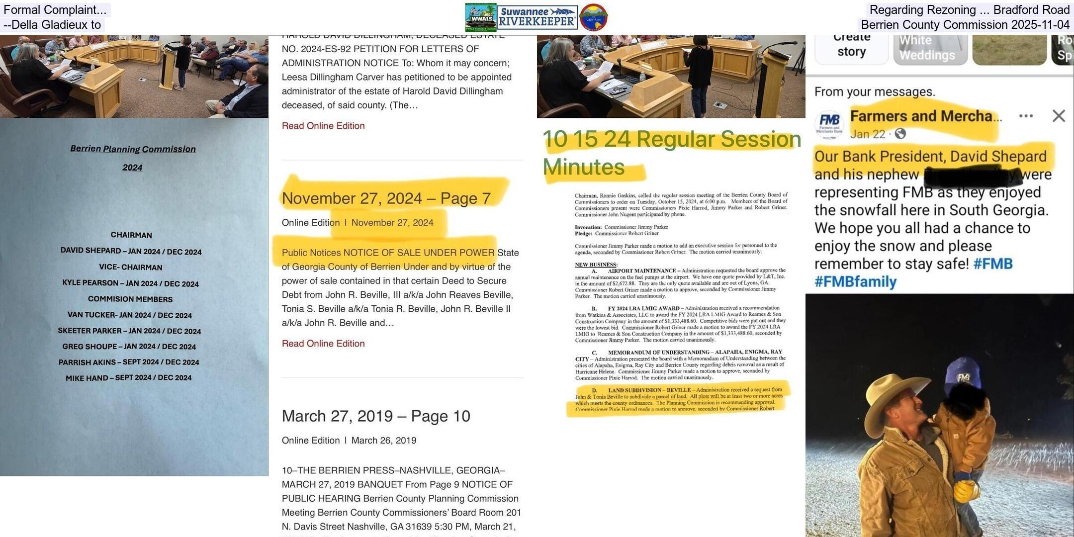 Formal Complaint... Regarding Rezoning ... Bradford Road --Della Gladieux to Berrien County Commission 2025-11-04