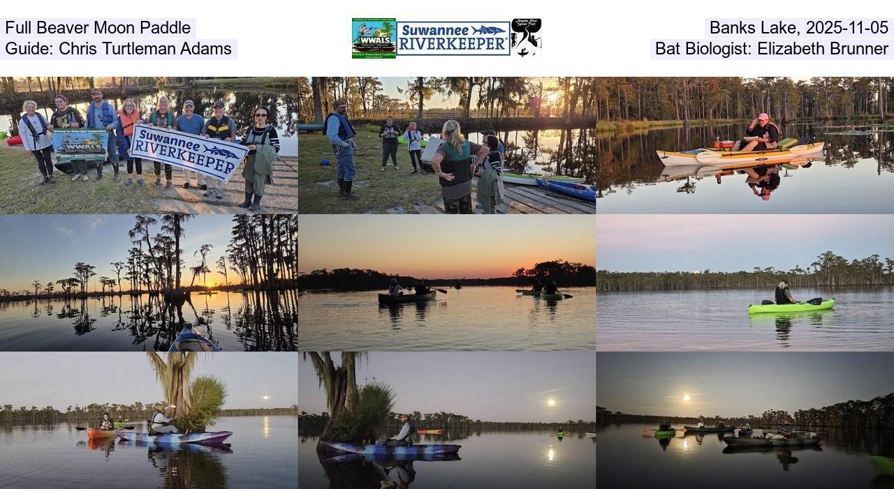 Full Beaver Moon Paddle, Banks Lake, 2025-11-05, Guide: Chris Turtleman Adams, Bat Biologist: Elizabeth Brunner