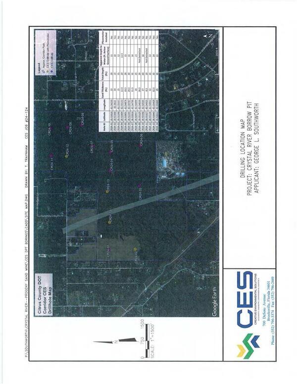 Map: Drilling Location Map, Project: Crystal River Borrow Pit