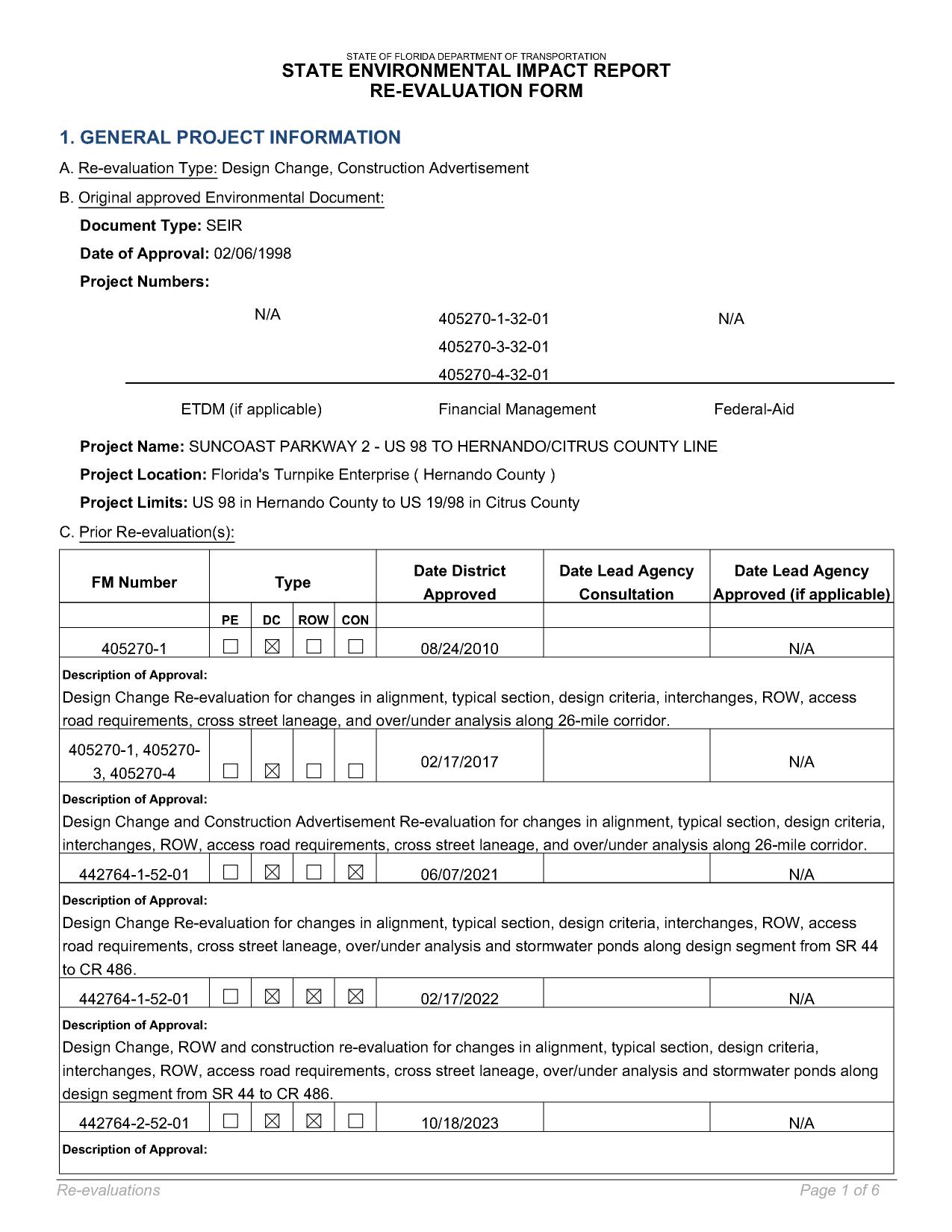 Project Limits: US 98 in Hernando County to US 19/98 in Citrus County
