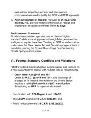 [VII. Federal Statutory Conflicts and Violations]